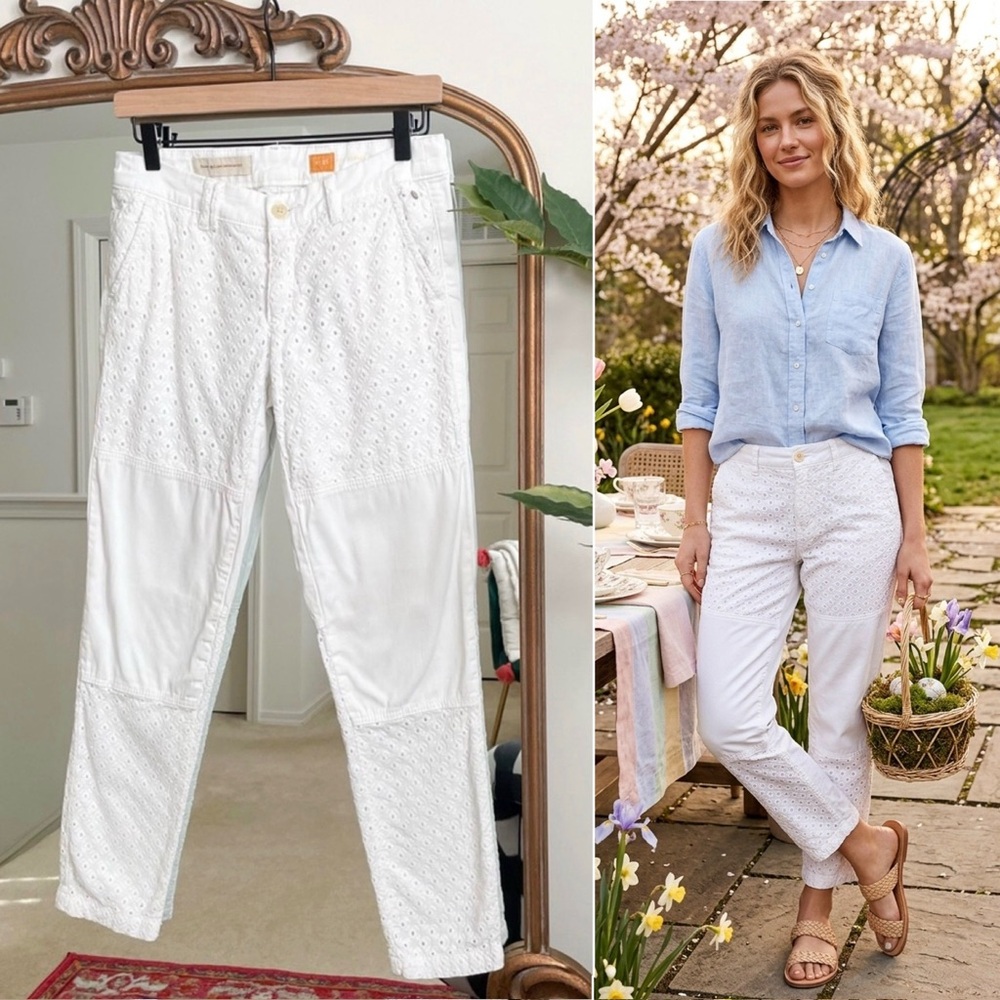 ☀️ 3/$25 Pilcro Hyphen Eyelet Chino Pants in White Size 26